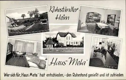 Ak Langballig in Angeln, Ruheständler-Heim Haus Meta, Außenansicht, Innenräume