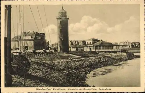 Ak Nordseebad Cuxhaven, Leuchtturm, Seepavillon, Lotsenhaus