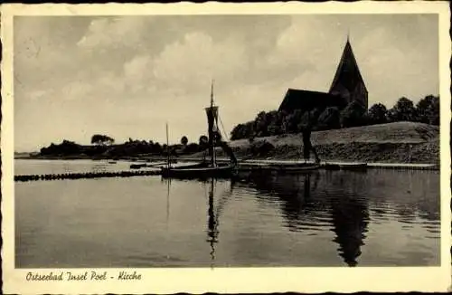 Ak Kirchdorf Insel Poel Mecklenburg, Segelboote, Kirche