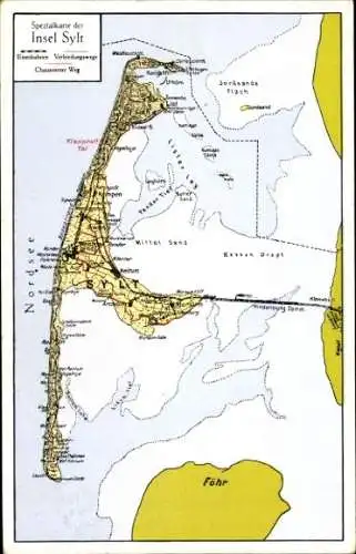 Landkarten Ak Insel Sylt, Westerland, List, Hindenburgdamm, Föhr