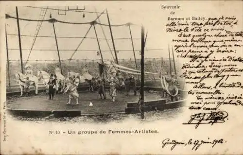 Ak Barnum und Bailey, eine Gruppe weiblicher Künstler