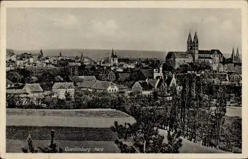 Ak Quedlinburg im Harz, Teilansicht, Kirche