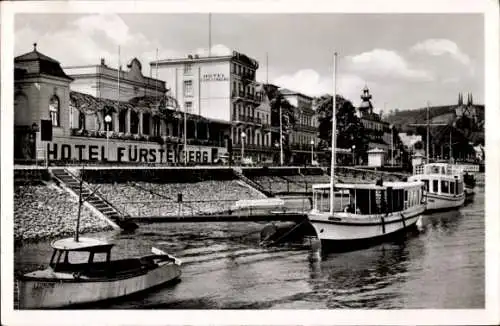 Ak Remagen am Rhein, Rheinpromenade, Schiffe, Hotel Fürstenberg