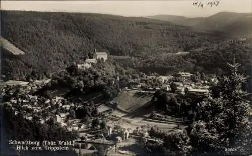 Ak Schwarzburg in Thüringen, Panorama, Blick vom Trippstein