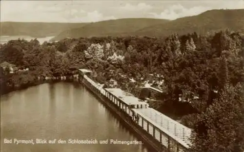 Ak Bad Pyrmont in Niedersachsen, Schlossteich, Palmengarten