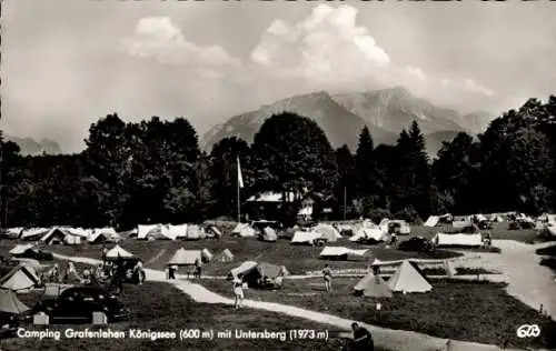 Ak Königsee Königssee Oberbayern, Camping Grafenlehen, Untersberg