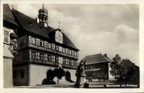 Ak Bad Staffelstein am Main Oberfranken, Marktplatz, Rathaus