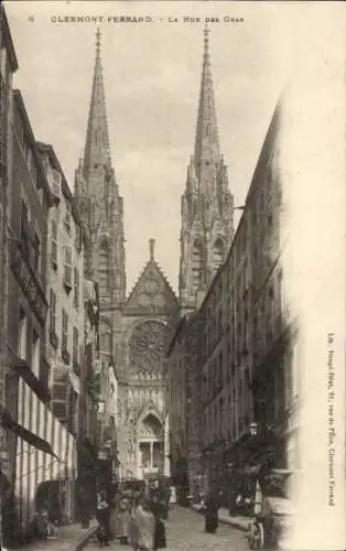 Ak Clermont Ferrand Puy de Dôme, Rue de Gras, Kathedrale
