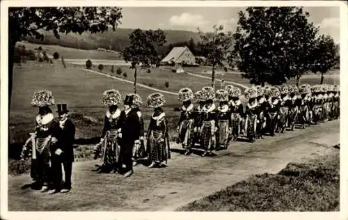 Ak Schwarzwald, Bauernhochzeit, Festzug, Trachten