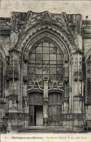 Ak Mortagne sur Huisne Mortagne au Perche Orne, Kirche Notre Dame, Portal