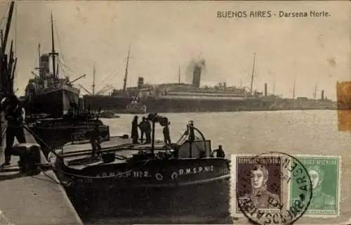 Ak Buenos Aires Argentinien, Hafen, Nördliches Dock, Dampfschiff