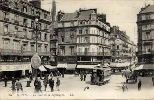 Ak Rouen Seine Maritime, La Place de la Republique