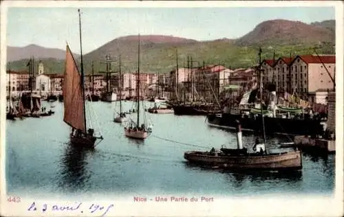 Ak Nice Nizza Alpes Maritimes, une Partie du Port