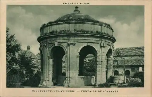 Ak Villeneuve lès Avignon Gard, Fontaine de l'Abbaye