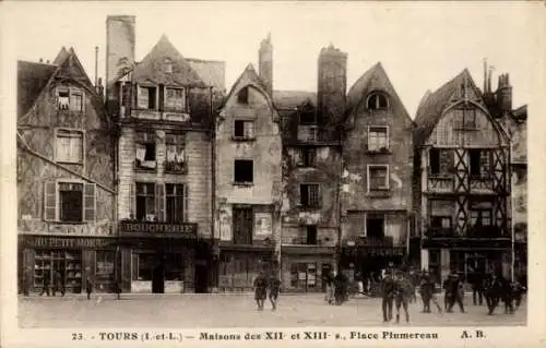 Ak Tours Indre et Loire, Maisons des XII et XIIIs, Place Plumereau