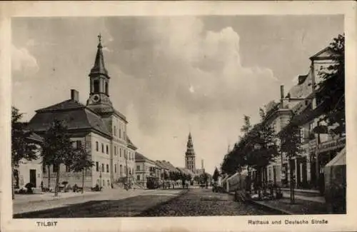 Ak Sowjetsk Tilsit Ostpreußen, Deutsche Straße, Rathaus