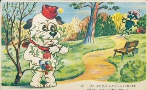 Quietsch Künstler Ak Michaelis, Versteckter Hund, Treffen, Park