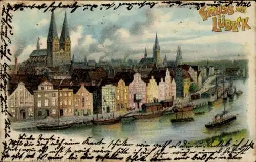 Halt gegen das Licht Litho Lübeck, Am der Trave, Kirchen, Meteor 88690