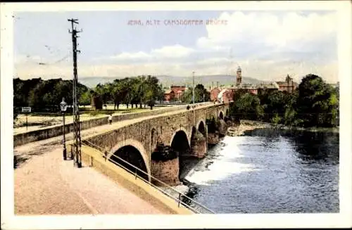 Ak Jena in Thüringen, alte Camsdorfer Brücke