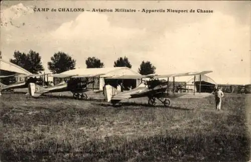Ak Mourmelon le Grand Marne, Lager Chalons, Militärluftfahrt