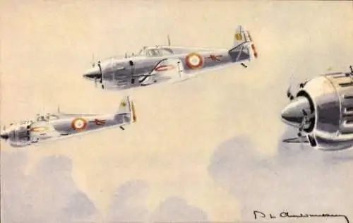 Künstler Ak Französische Militärflugzeuge Bloch 152, Constructeur Bloch