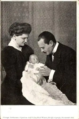 Ak Großherzog Ernst Ludwig von Hessen Darmstadt mit Ehegattin und Sohn