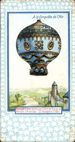 Passepartout Ak Bei der Eroberung der Luft, Heißluftballon mit Pilatre de Rozier