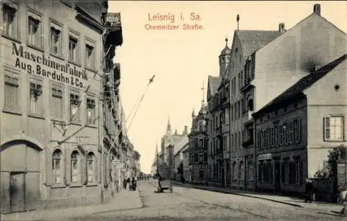 Ak Leisnig in Sachsen, Chemnitzer Straße, Maschinenfabrik
