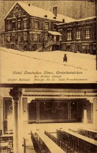 Ak Grünhainichen im Erzgebirge, Hotel Deutsches Haus, Winter, Saal