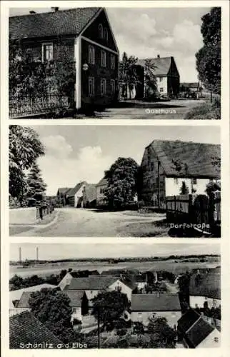 Ak Schänitz Nossen in Sachsen, Gasthaus, Dorfstraße, Panorama