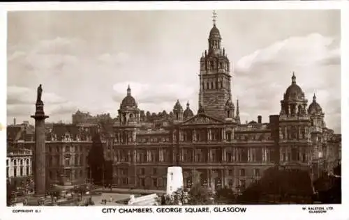 Ak Glasgow Schottland, City Chambers, George Square