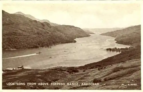 Ak Arrochar Schottland, Loch Long von oberhalb der Torpedo Range