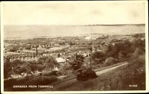 Ak Swansea Wales, Panorama von Townhill
