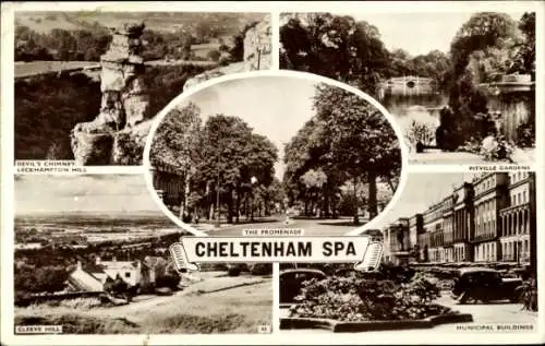 Ak Cheltenham Spa Gloucestershire England, Gemeindegebäude, Promenade, Cleeve Hill