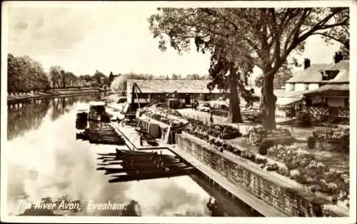 Ak Evesham Worcestershire England, Der Fluss Avon