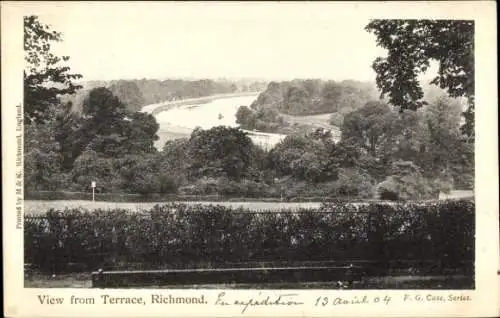 Ak Richmond Yorkshire England, Blick von der Terrasse