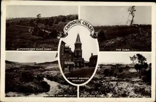 Ak Cannock Chase Staffordshire England, Marktplatz, Rugeley, Penkridge Bank Camp