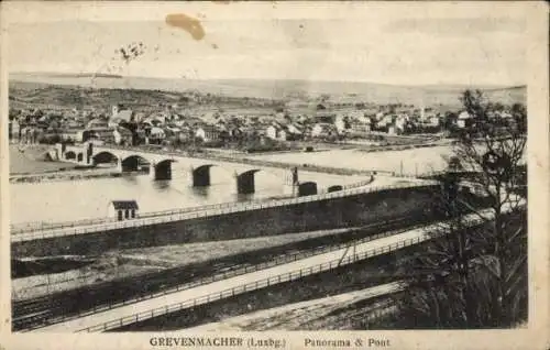 Ak Grevenmacher Luxemburg, Panorama, Brücke