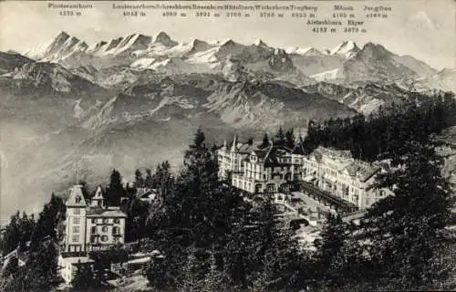 Ak Rigi Kaltbad Kanton Luzern, Panorama, Hotel, Berner Hochalpen