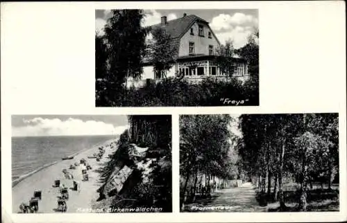 Ak Śliwin Neuschleffin Rewal Rewahl Pommern, Dünen-Pension Freya, Strand