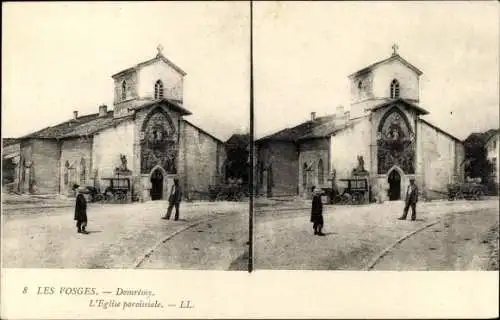 Stereo Ak Domrémy la Pucelle Lorraine Vosges, Pfarrkirche