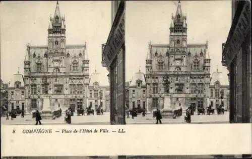 Stereo Ak Compiègne Oise, Place de l’Hotel de Ville