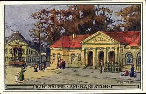 Künstler Ak Hempfing, W., Karlsruhe in Baden Württemberg, Karlstor