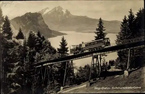 Ak Vitznau Kanton Luzern, Rigibahn, Schnurtobelbrücke