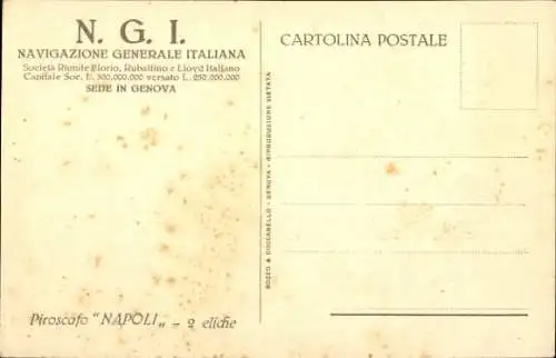 Ak Dampfer Napoli, Navigazione Generale Italiana, NGI