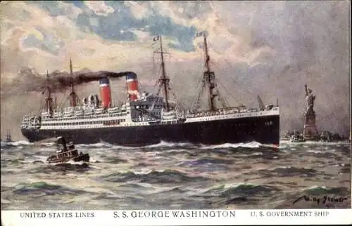 Künstler Ak Stöwer, Willy, SS George Washington, United States Lines, US Government Ship