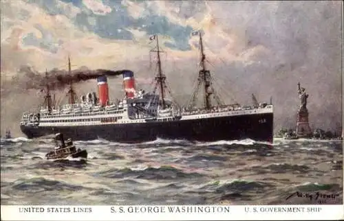 Künstler Ak Stöwer, Willy, SS George Washington, United States Lines, US Government Ship