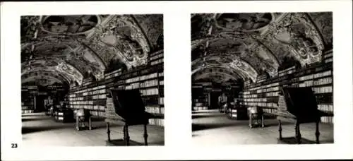 Stereo Foto Praha Prag, Burgstadt, Kloster Strahov, Bibliotheks-Sal