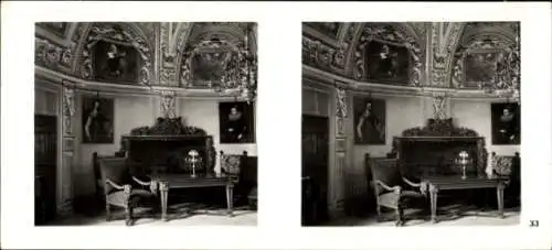 Stereo Foto Praha Prag, Kleinseite, Waldstein-Palais, Wallensteins Arbeitszimmer