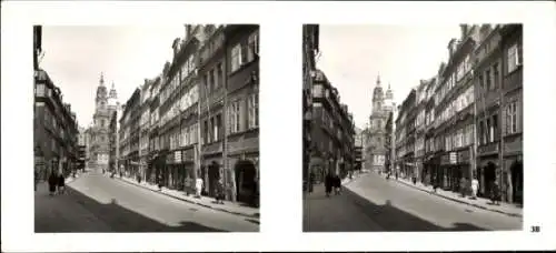 Stereo Foto Praha Prag, Kleinseite, Brückengasse, Niklaskirche